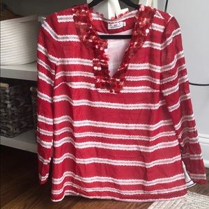 Vineyard Vines Red/white stripe tunic w lining